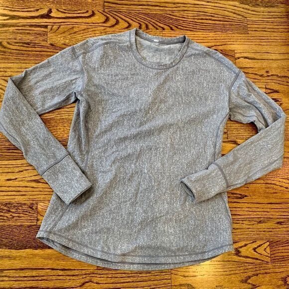 LULULEMON Outrun Long Sleeve Rulu Top Jacquard Artic Ice Gray White 8 Medium - Picture 10 of 13